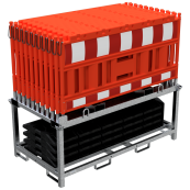 SET | with 20 panel fence | and 21 base plates | on storage and transport traverse | without lamp adapter | with red/white foil, type RA2/B | type of barrier NOX red